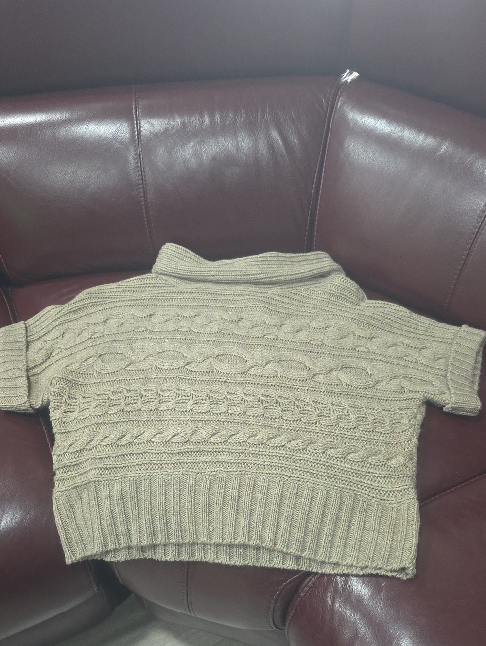 Nine West Tan Cable-Knit Short-Sleeve Turtleneck Sweater